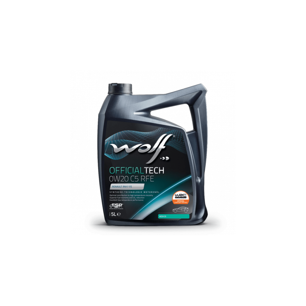Moottoriöljy WOLF OFFICIALTECH 0W20 C5 RFE 5L